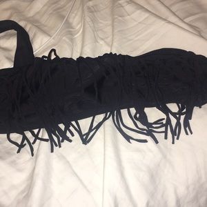 strapless fringe bathing suit top